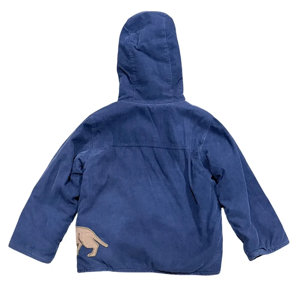 Baby Boden Navy Blue Corduroy‎ Hooded Dachshund Dog Coat 3-4Y